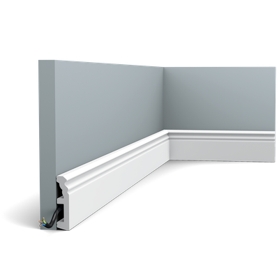 Плинтус ORAC Decor SX195, дюрополимерный, влагостойкий, ударопрочный, под покраску, длина 2 метра