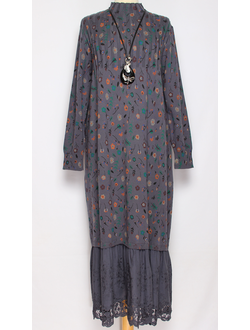 ПЛАТЬЕ БОХО хлопок "ПРОВАНС ВОЛАН" джинс р.46-54