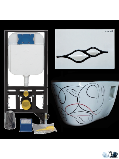 Creavit Set Patera TР328 - Комплект Инсталляция и подвесной унитаз с декором в магазине Marysя.