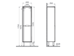 Пенал VitrA Sentо, с корзиной для белья, 40 см, цвет матовый антрацит, левосторонний, 60856