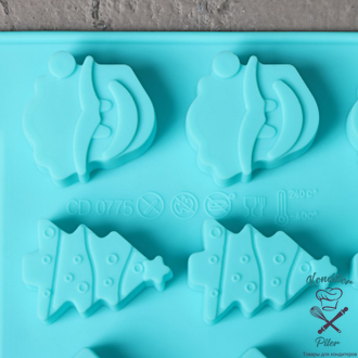 Форма для льда и кондитерских украшений Доляна «Новый год», 21×10,5 см, силикон, 15 ячеек, цвет бирюзовый