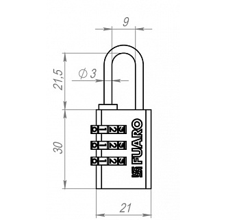 Замок навесной кодовый Fuaro PL-3521 (21 мм) 3 кл. БЛИСТЕР