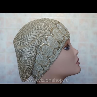 Берет с кружевом летний Vizio 4813 бежевый