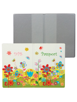Обложка для паспорта "Цветы", кожзам, полноцветный рисунок, ДПС, 2203.Т5