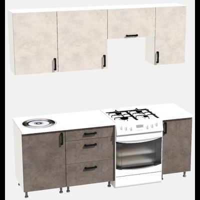 Кухня Эконом 1,5 метра (1100х400) Цвет: Цемент светлый/Цемент темный