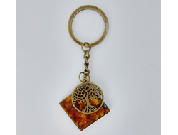 Брелок "Дерево жизни" с янтарем