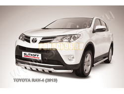 Защита переднего бампера с профильной ЗК d57+D57 Slitkoff для Toyota Rav-4 (2012-2015)