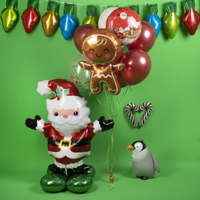 Шар 3D (42''/107 см) Фигура на подставке, Дед Мороз