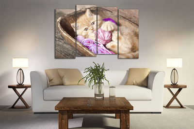 Модульная картина "Котенок с клубочком"