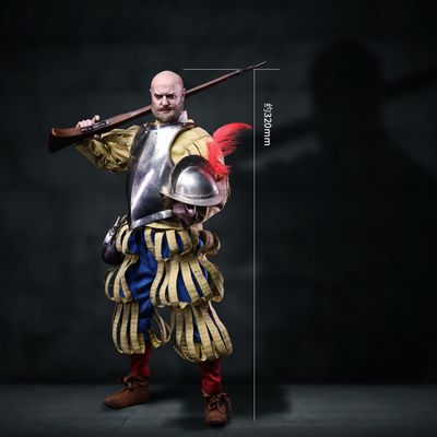 Испанский мушкетер-сержант (медно-никелевая версия) - КОЛЛЕКЦИОННАЯ ФИГУРКА 1/6 Series of Empires Spanish Conquistadors Nickel Silver Edition MUSKETEER SERGEANT (SE138) - COOMODEL