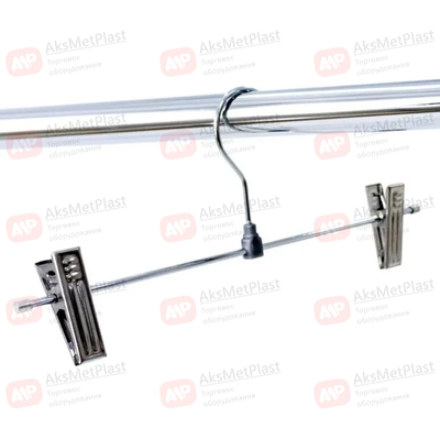 7879 Вешалка металлическая брючная с прищепками хромированная L=350 мм