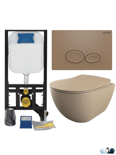 Creavit Set Free Cappucino Mat - Комплект 5 в 1, Инсталляция и подвесной унитаз цвета Капучино