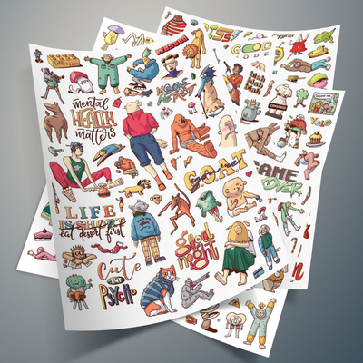 Набор стикеров наклеек необычные ЧЕЛОВЕЧКИ, 4 шт.