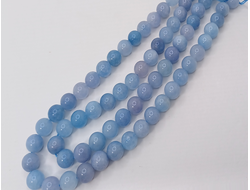 Агат тонированный  на нити  10мм голубой
