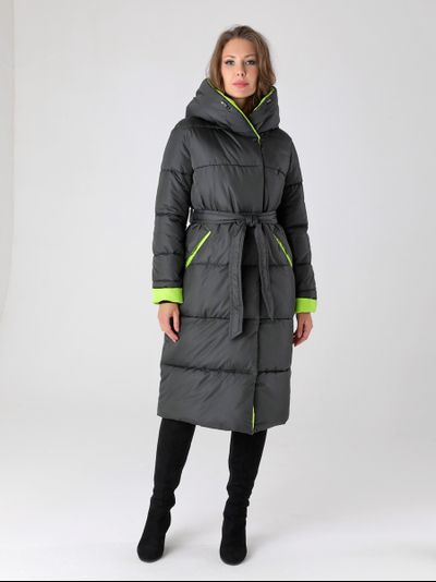 Пальто 23430 графит/лайм ЗИМА