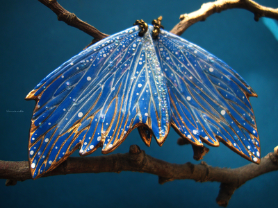 "Вавилонский мотылёк", крупные серьги-крылья авторской работы