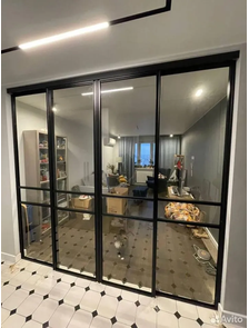 перегородка раздвижная с прозрачным стеклом