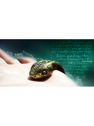 Золотая змейка. Браслет в виде змеи из полимерной глины