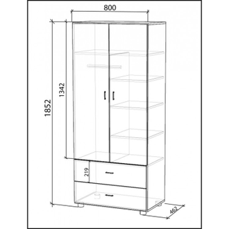 Шкаф модель L-1 (800×462×1852) + 200 бонусов