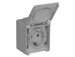 Розетка 2К+З с заземлением и крышкой IP65 накладного монтажа, серая Efapel Waterproof 48131 CCZ