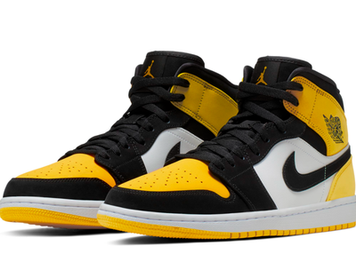 Nike Air Jordan Retro 1 Mid (белые с желтым)