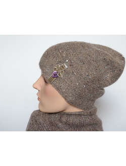 Vizio Италия 6926 CL ореховая шапка с украшением и шарф