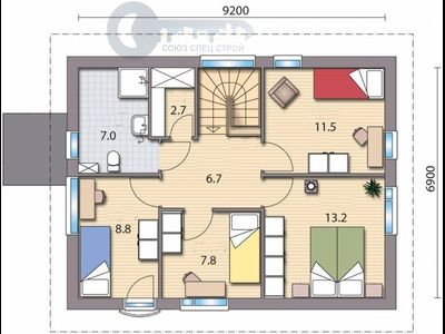 ДЖ-19 ЖИЛОЙ ДОМ: ГАБАРИТНЫЕ РАЗМЕРЫ: (9Х7М) 2 ЭТАЖА, ОБЩАЯ ПЛОЩАДЬ: 146М²