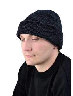 Шапка трикотажная черная, двойная вязка, 6 класс