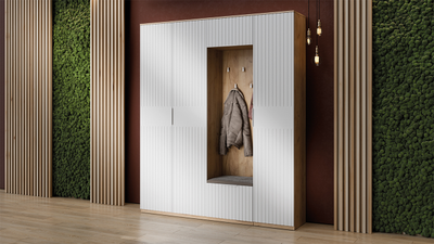 Композиция Прихожей ХИЛТОН Дуб Крафт золотой/Белый матовый