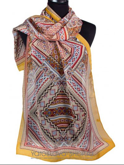 20178-6. Шифоновый шарф с этнической графикой.