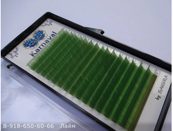 РЕСНИЦЫ KARNAVAL, МИКС 10-15 ММ (16 ЛЕНТ), зеленый микс 10-15 мм