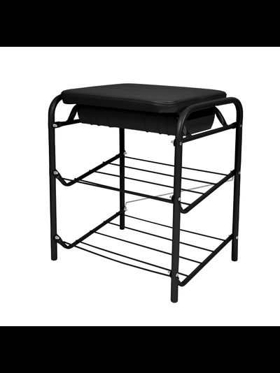 Банкетка с мягким сиденьем и ящиком БП1-1, цвет черный/матовый черный