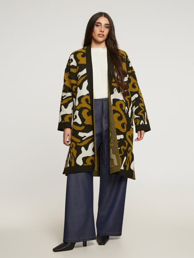 Вязаный кардиган с пестрым узором