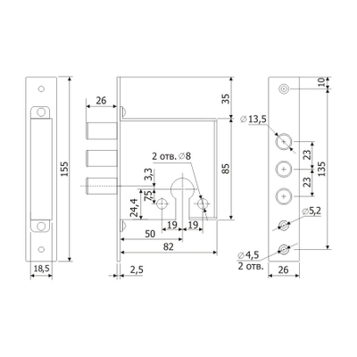 Замок врезной цилиндровый Гардиан 12.01