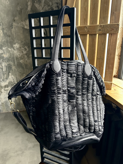 Женская большая сумка из натуральной винтажной кожи Vera Pelle, цвет черный 0268999