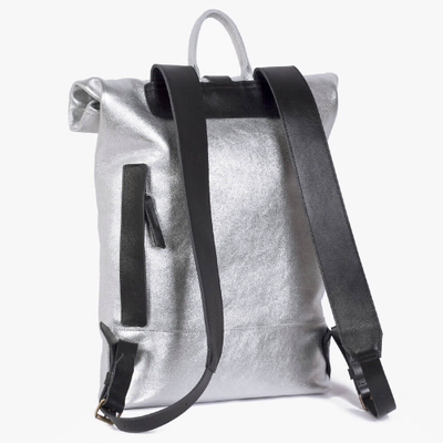 Рюкзак Kokosina Роллтоп серебристый вид сзади