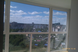 Установка панорамного остекления на 12 этаже, использованы усиленные профиля, Термоокна Родниковая 70 