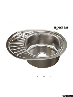 Мойка для кухни нерж овальная MIXLINE 45х57 0,8мм правая левая выпуск 3 1/2 с сифоном глубина 18 см