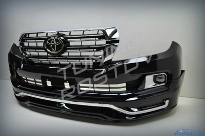 Бампер + губа MODELLISTA LED Toyota Land Cruiser 200 2007-2015 в стиле 2016+ с подсветкой