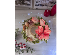 Новогодний венок из зефира ручной работы