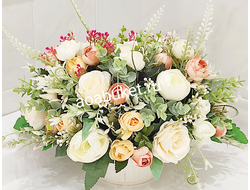 Композиция из искусственных цветов - Карамелька малая МК017 - для интерьера из цветов