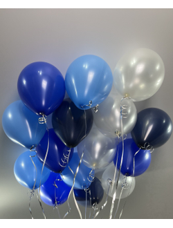 Шары синий, тёмно-синий, голубой, белый перламутр 15 шт под потолок