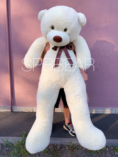 Гигантский плюшевый медведь 210 см молочный Леброн