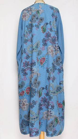 Платье Бохо вельветовое "ТУРЕЦКИЙ ОГУРЕЦ"  джинс до р.54