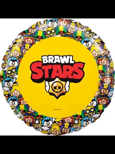 Шар фольгиваронный круг с гелием "Brawl stars Звездные бойцы" Бравл старс желтый 45 см