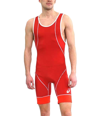 Трико борцовское для борьбы Asics Wrestling Suit 2084A001-0023 Red Красное 157517 0023 вживую перед