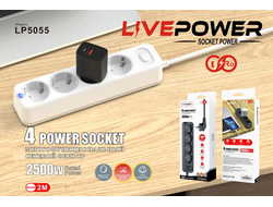 Сетевой фильтр-удлинитель Live-Power LP 5055 4 розеток 2000mm Black