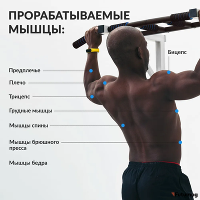 Напольный турник + брусья + пресс PRO, разборный, белый