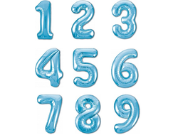 Фольгированная цифра 100 см, голубой