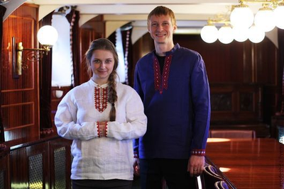 Русская льняная рубаха "Живая вода", 44-60